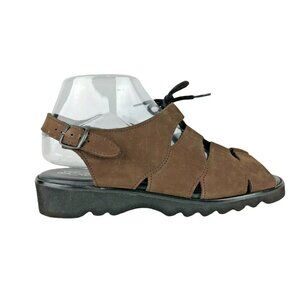 Volks Walkers Girls Brown Leather Adjustable Buckle Strappy Sandals Size US 7.5